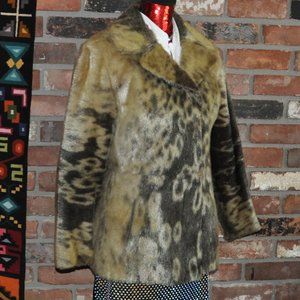 Tailored Golden Ivory Spotted Brown Car Coat Winter Jacket. Seal Skin